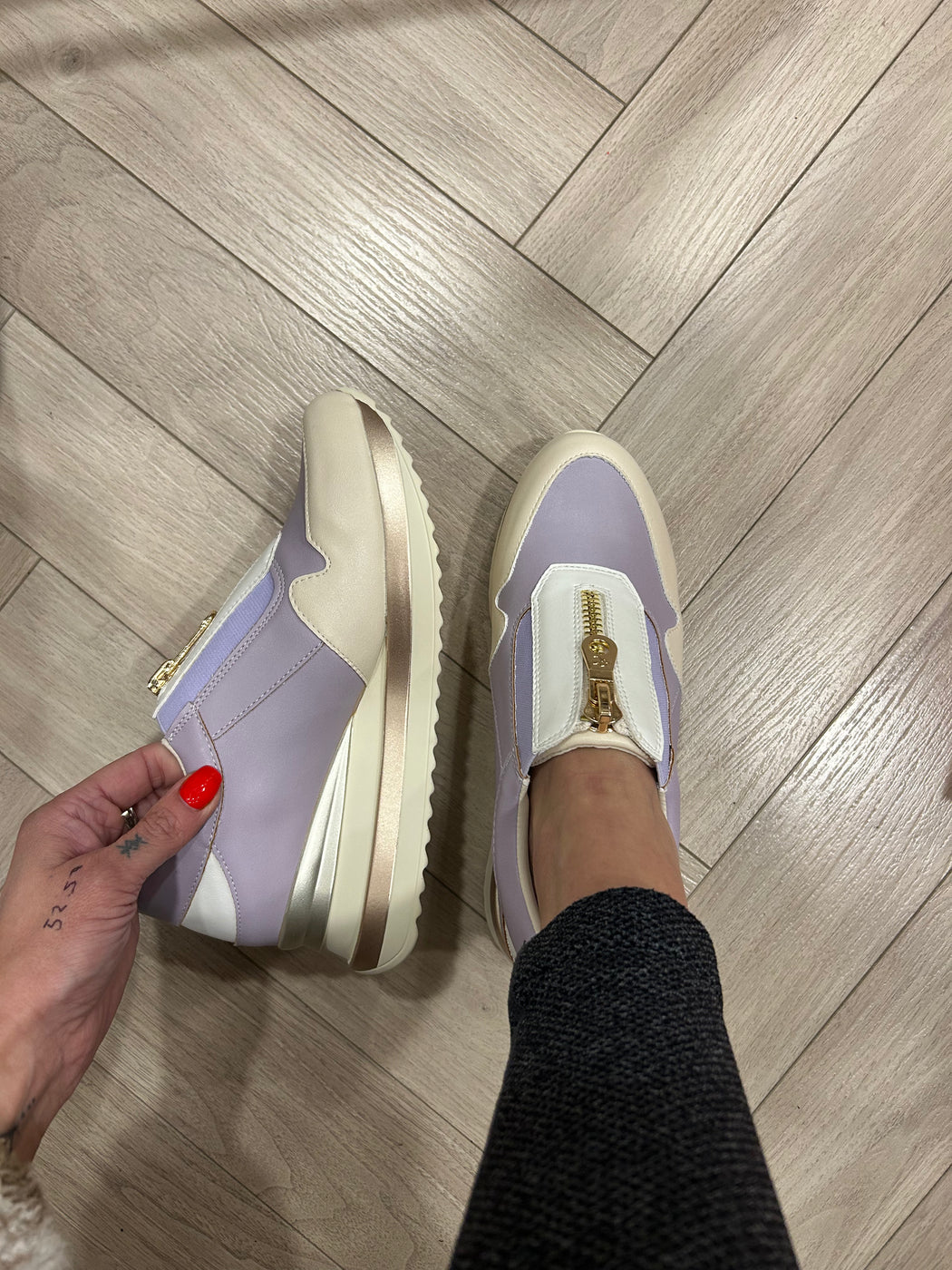 Begbroke Lavender Mash wedge sneaker