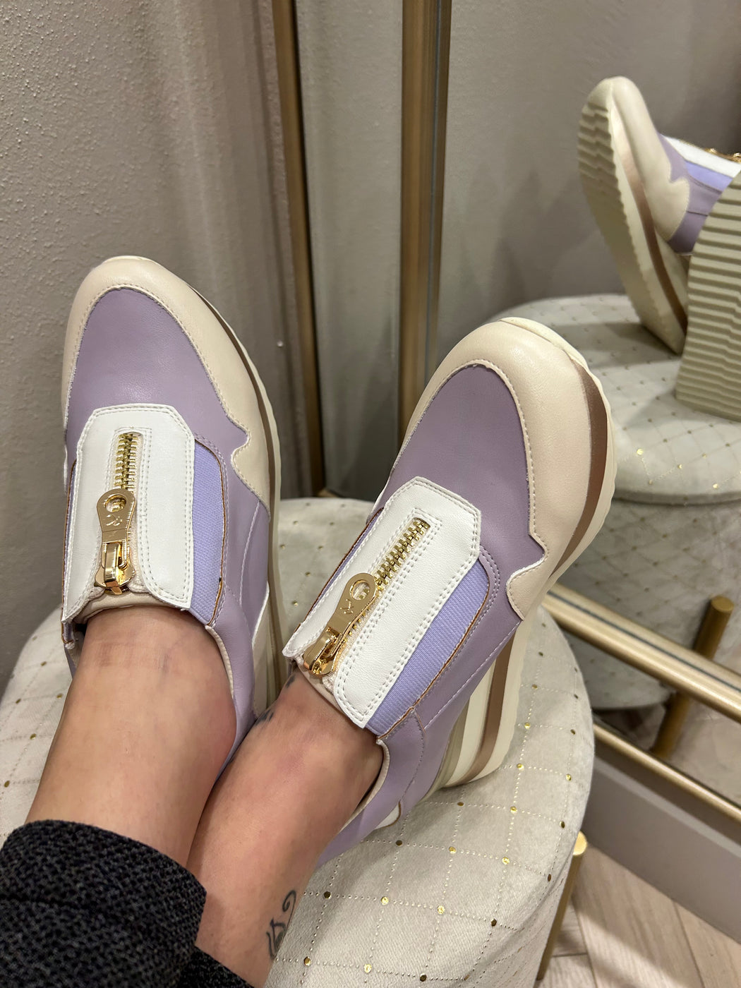 Begbroke Lavender Mash wedge sneaker