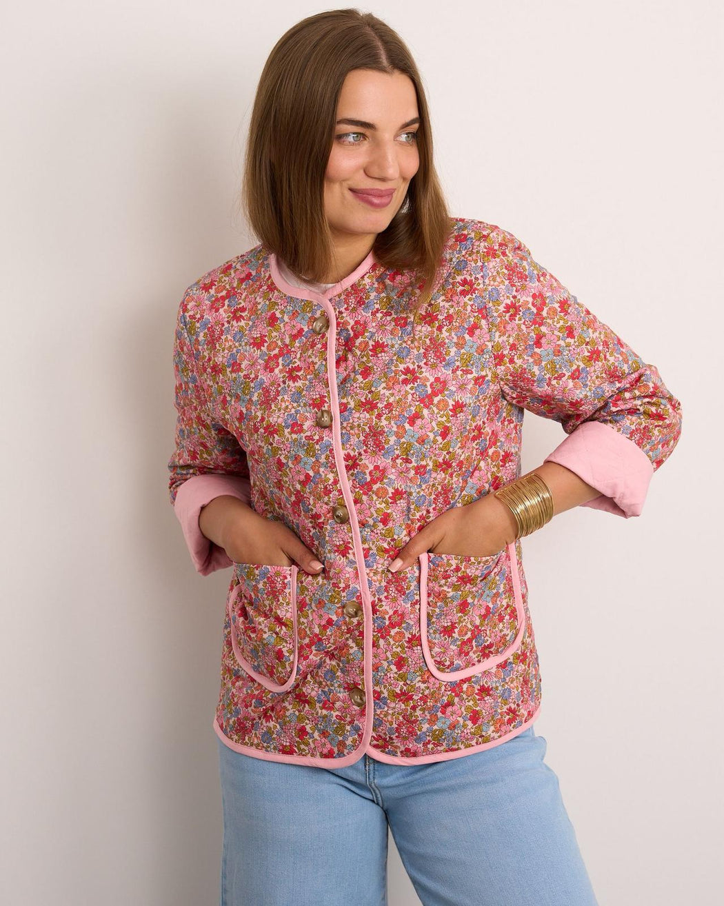 Lili pink flower quilted jacket