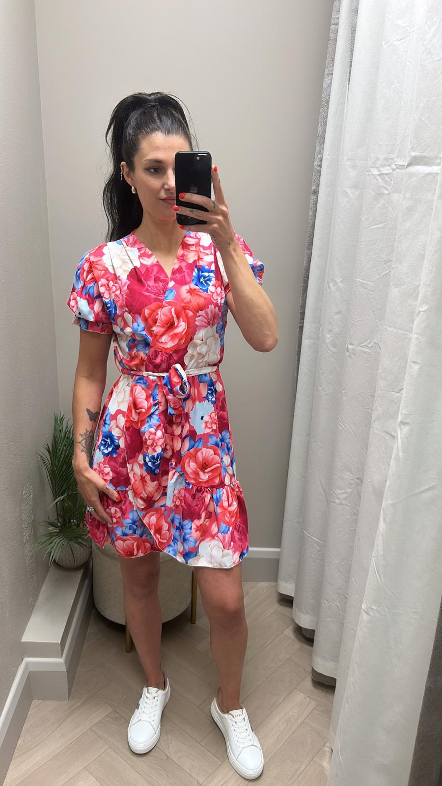 Lottie pink print mini dress