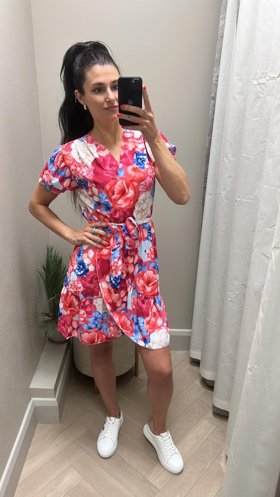 Lottie pink print mini dress