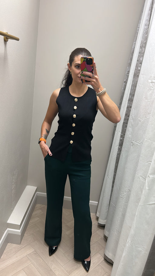 Black button knit waistcoat