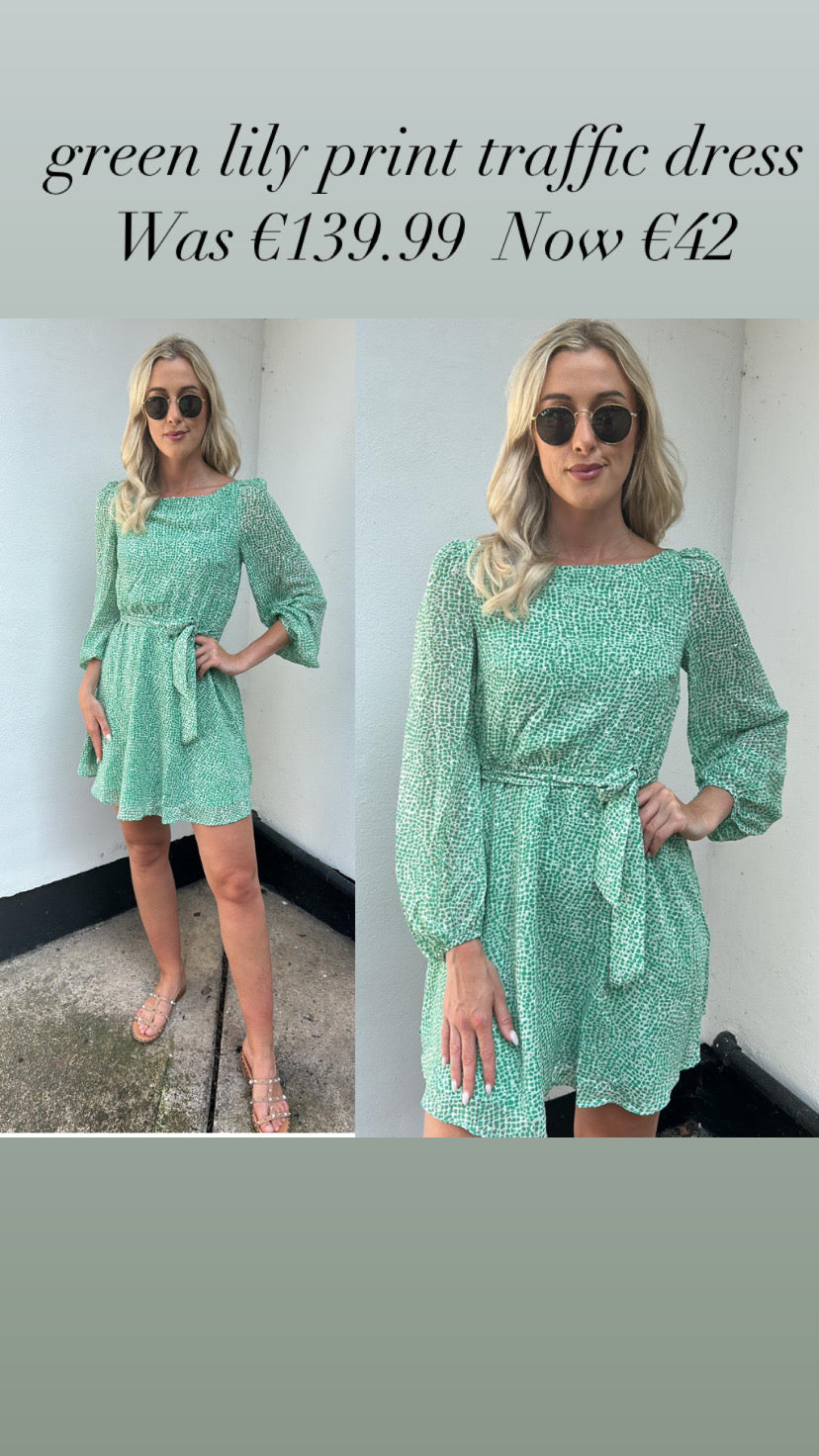 green lily print traffic dress