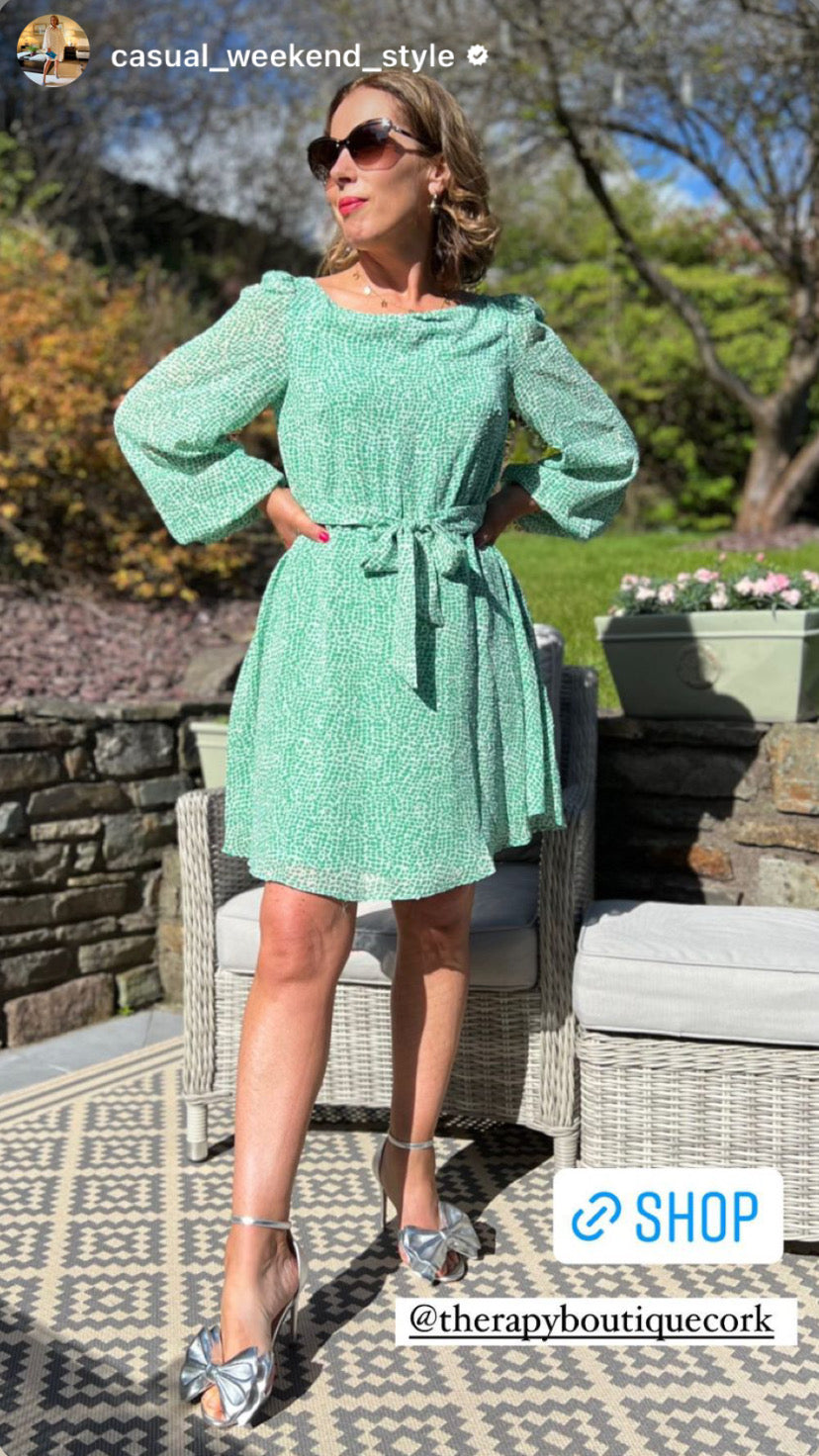 green lily print traffic dress