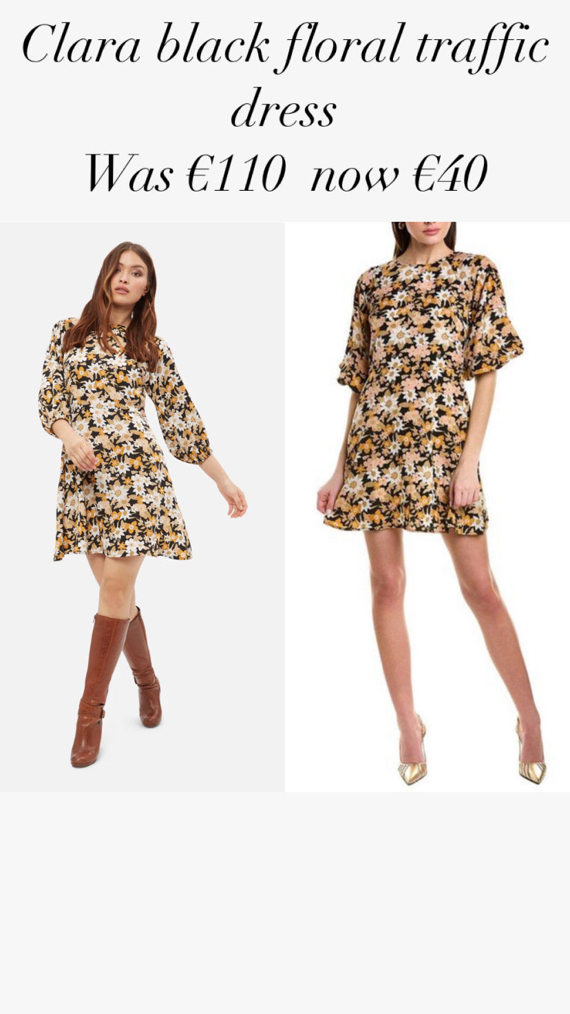 Clara black floral traffic dress