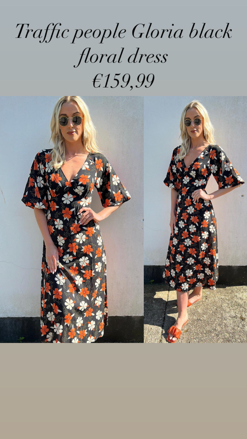 Traffic people Gloria black floral dress