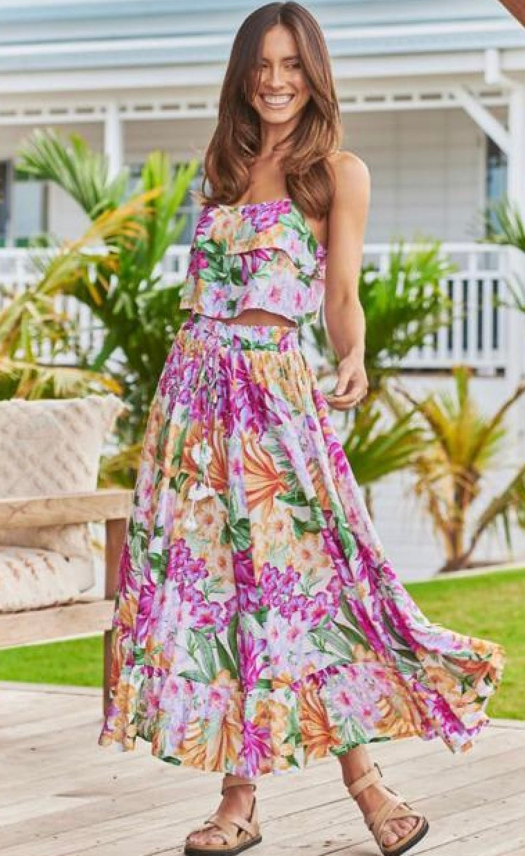 Honolulu print maxi & top set