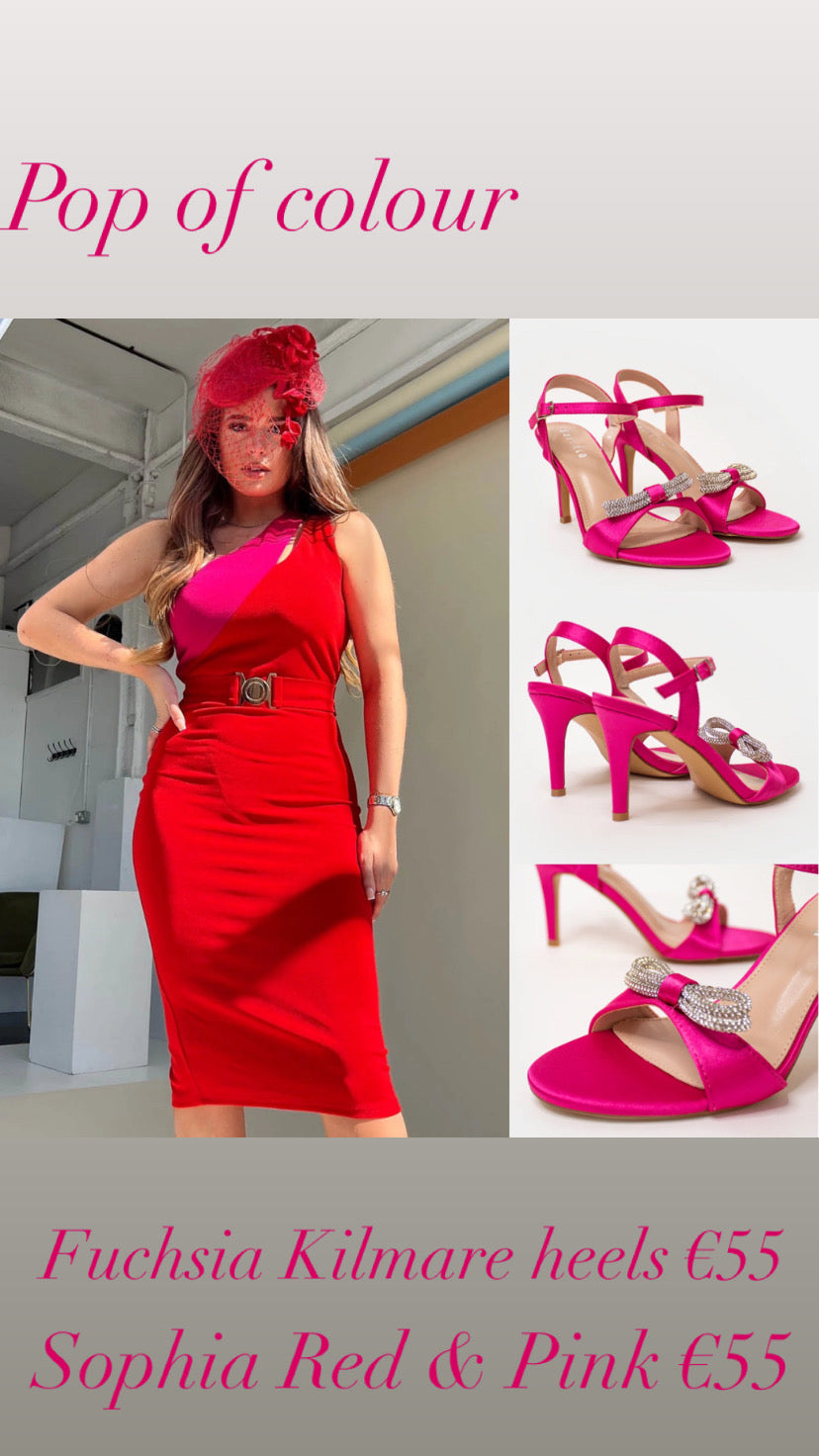 Sophia Red & Pink One Shoulder Dress