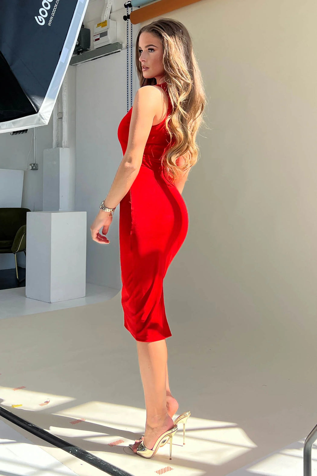 Sophia Red & Pink One Shoulder Dress