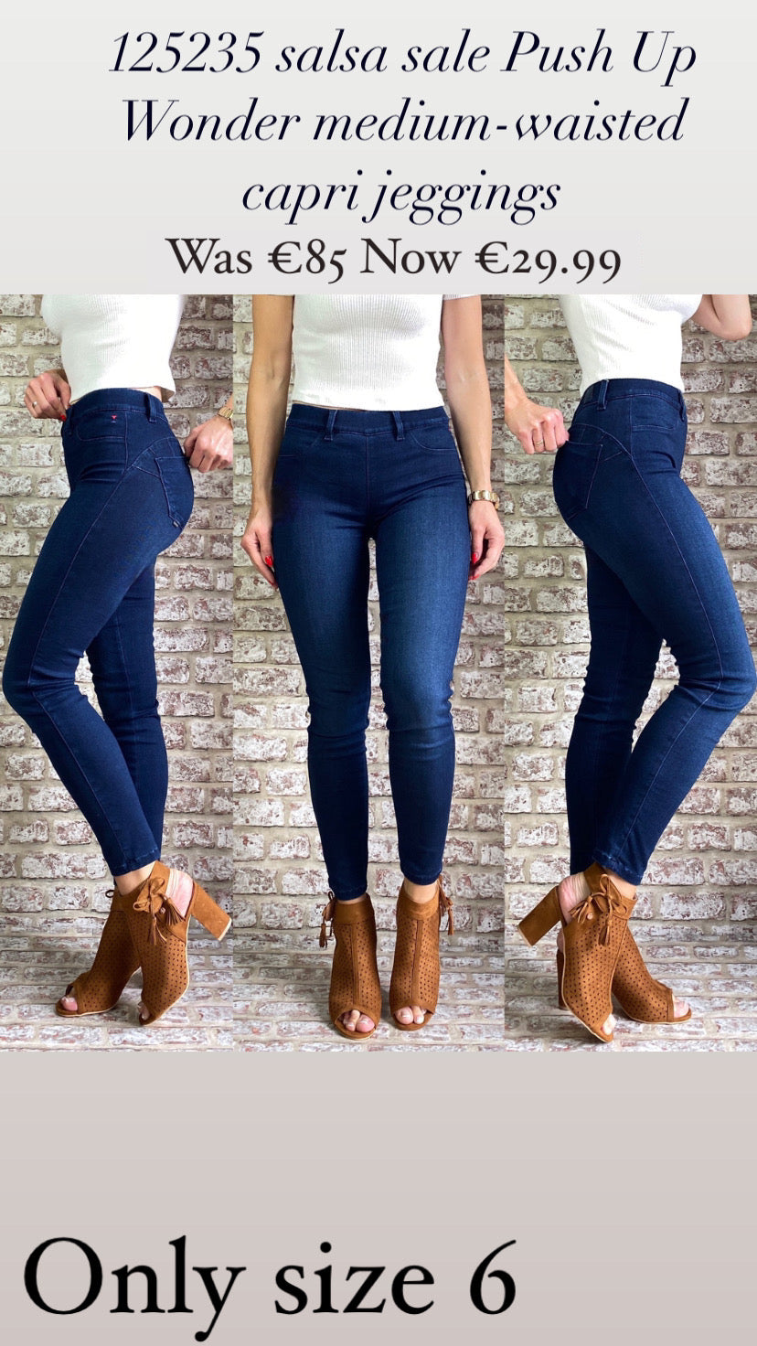 125235 salsa sale Push Up Wonder  dark indigo medium-waisted capri jeggings