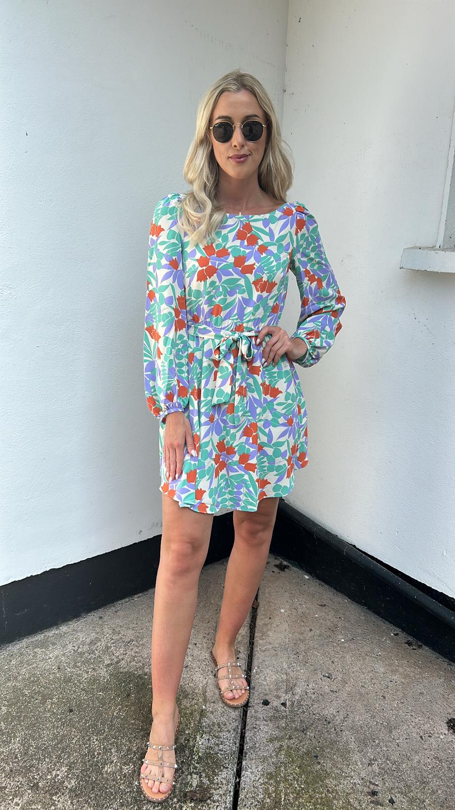 Purple green floral lilly traffic dress