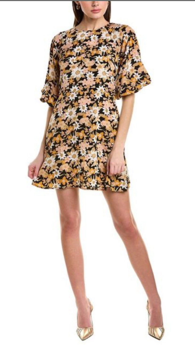 Clara black floral traffic dress