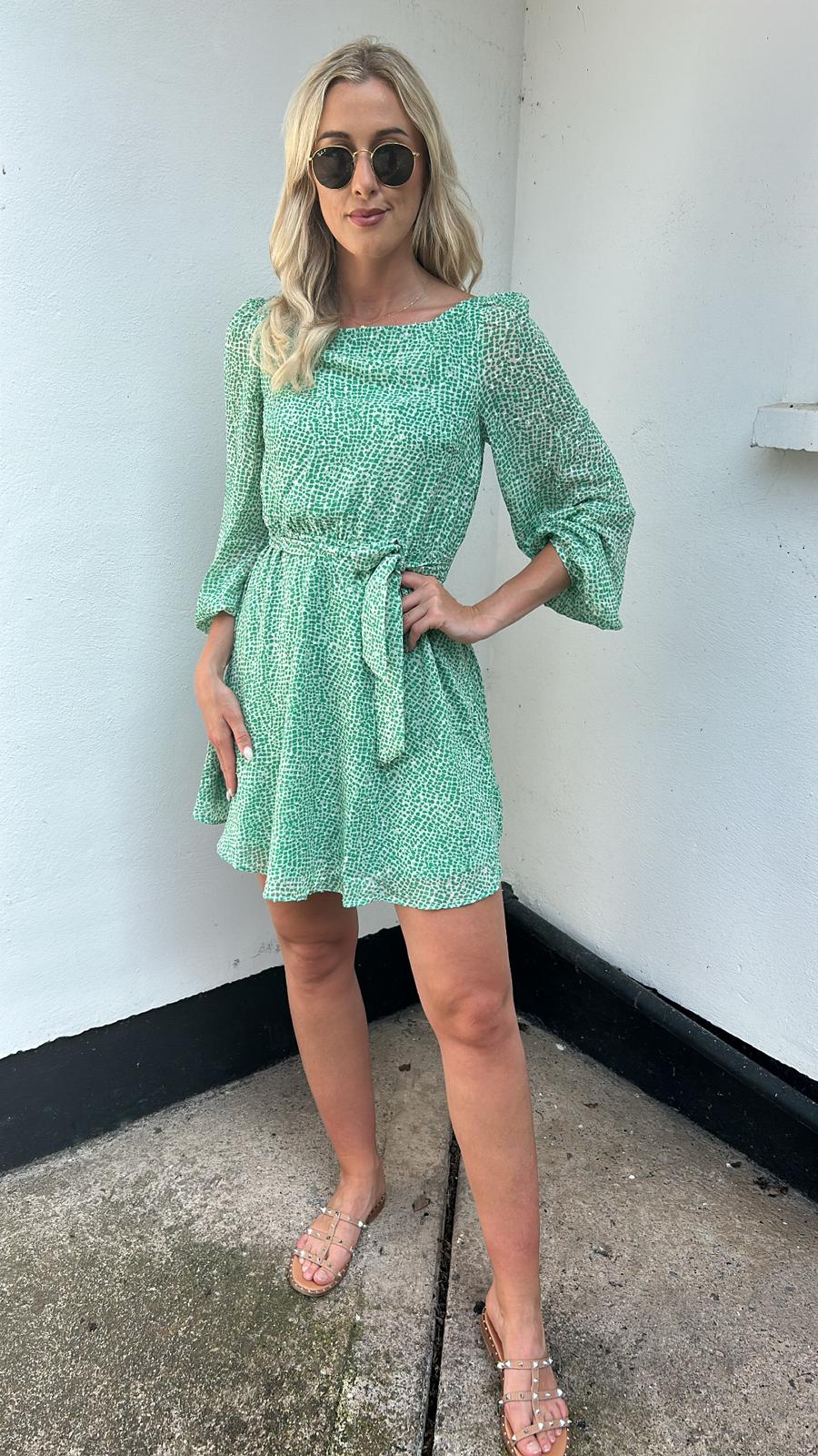 green lily print traffic dress