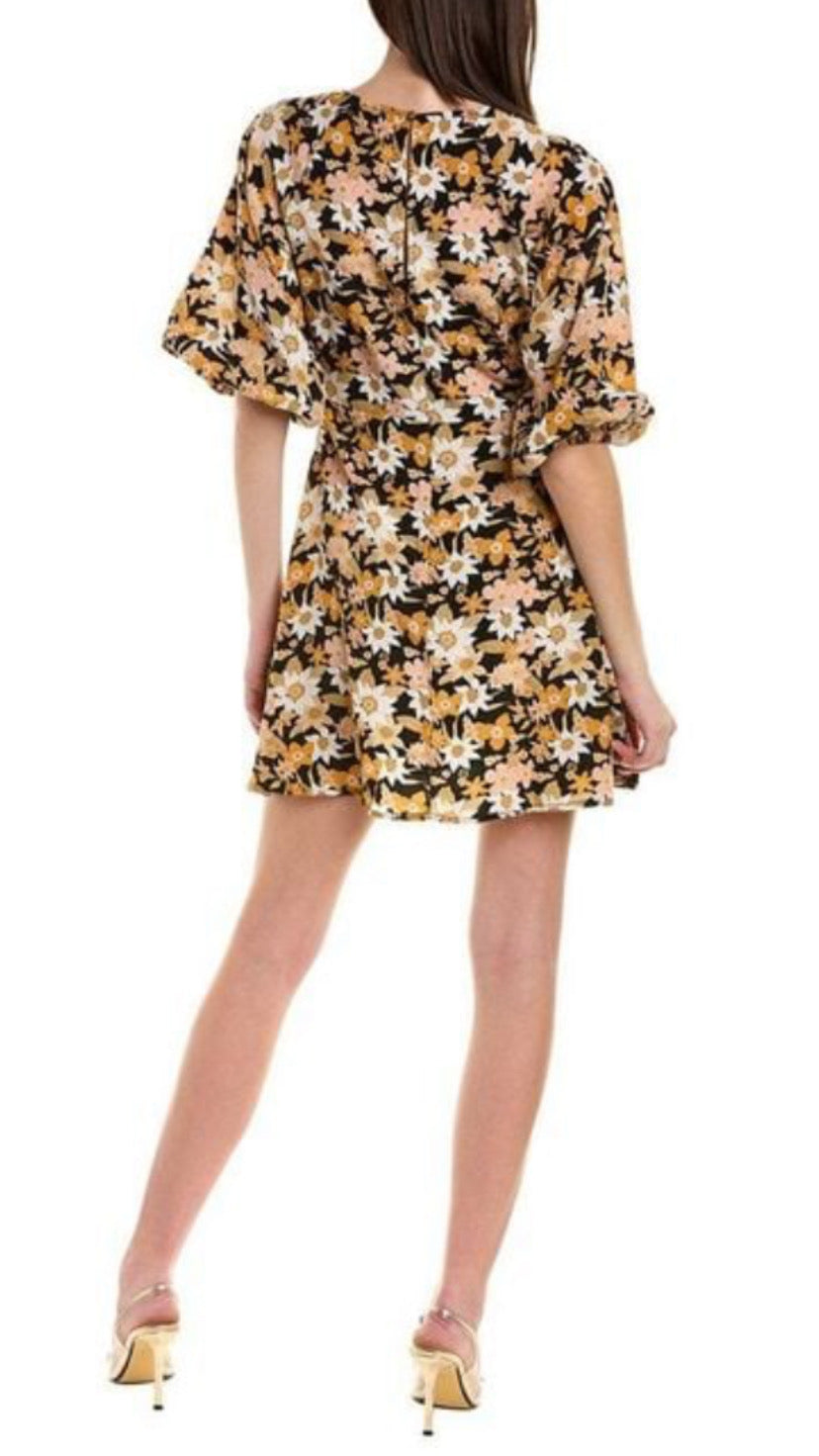 Clara black floral traffic dress