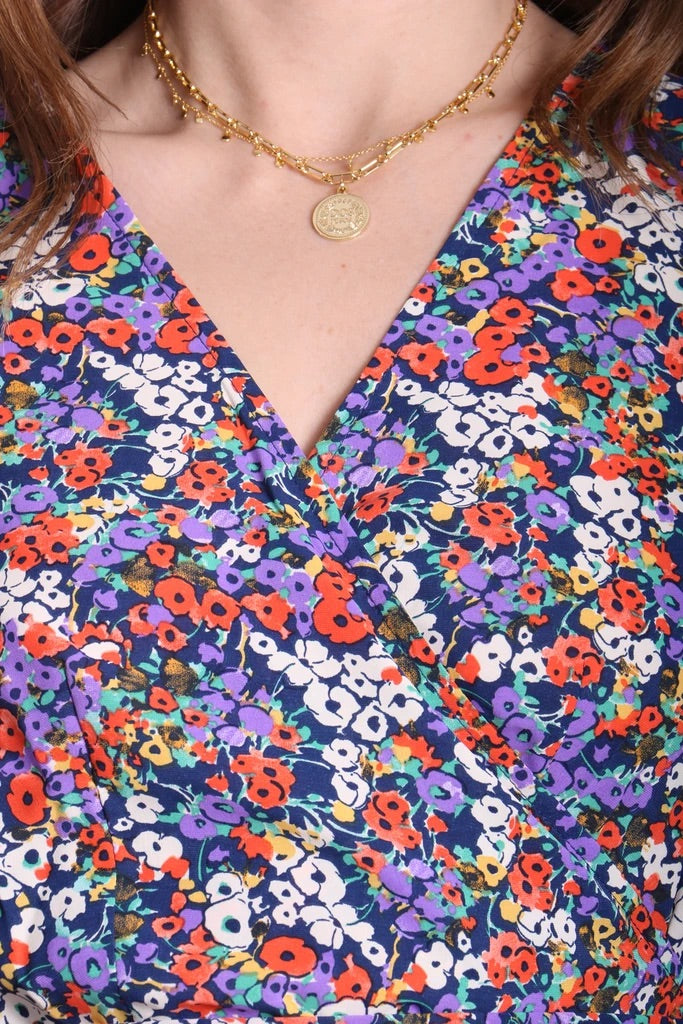 SHRIMP FLORAL DITZY MIDI DRESS traff sale