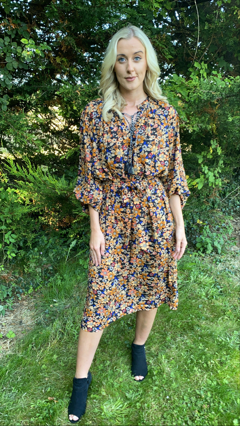 Drew traffic black print dress sale