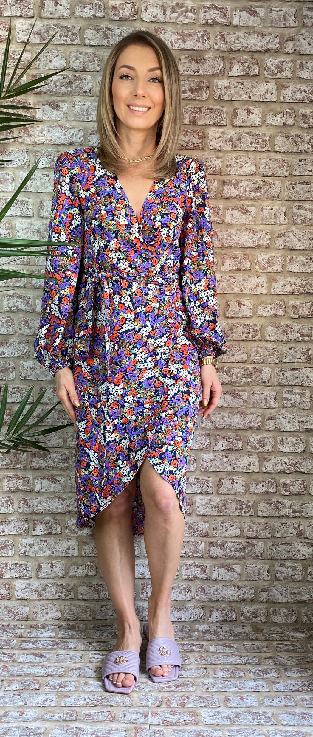 SHRIMP FLORAL DITZY MIDI DRESS traff sale