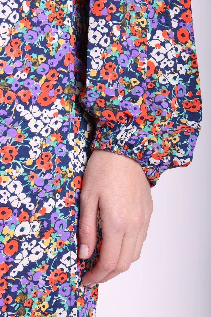 SHRIMP FLORAL DITZY MIDI DRESS traff sale