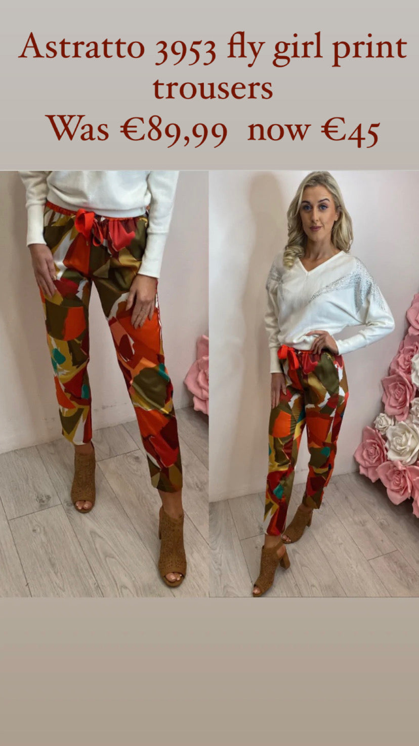 Astratto 3953 sale fly girl print trousers