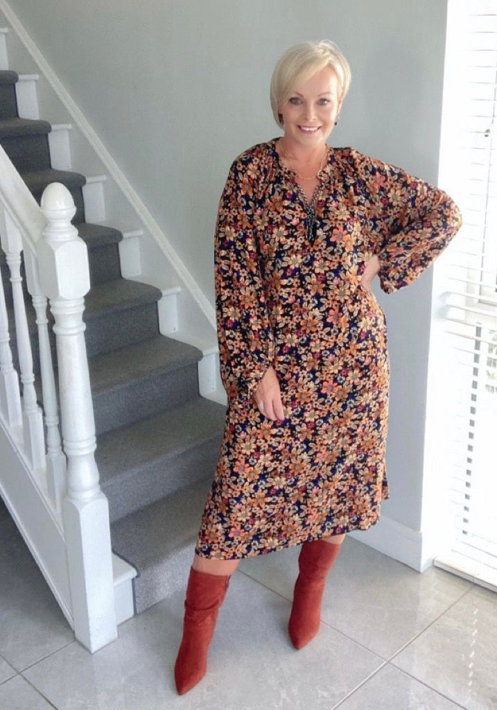 Drew traffic black print dress sale