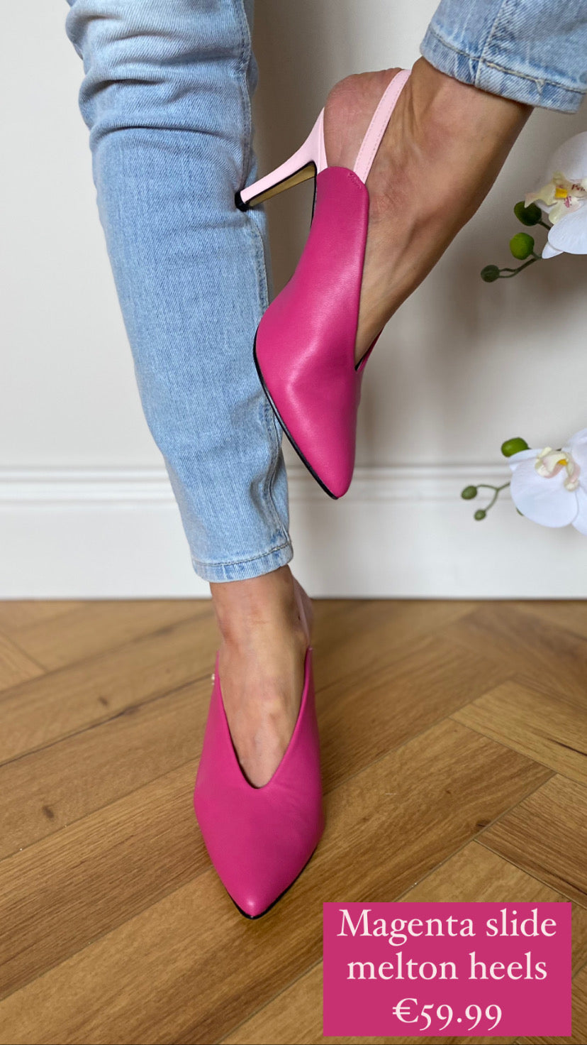 Magenta slide melton heels