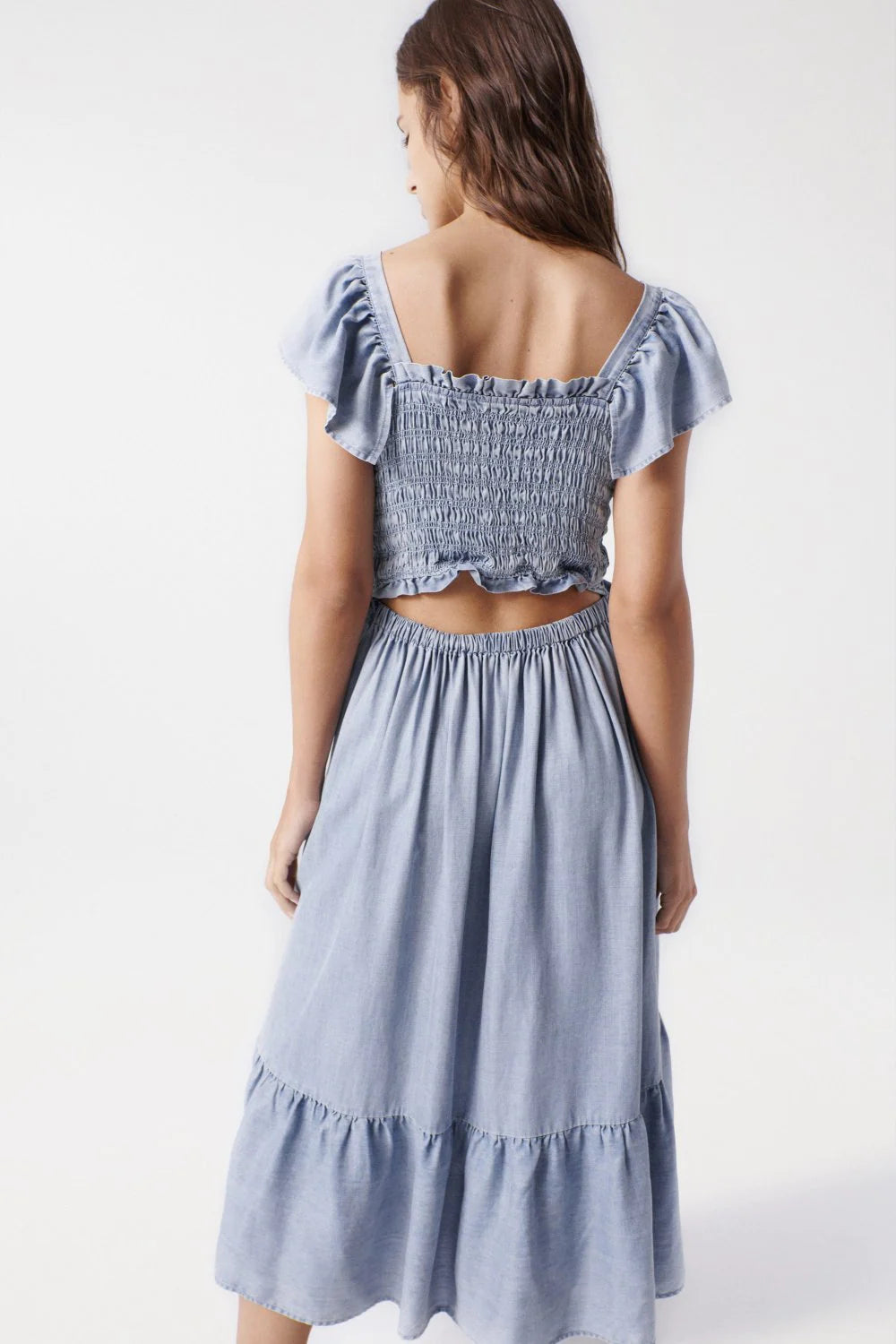 Salsa 126420 denim ruffle sleeve dress sale