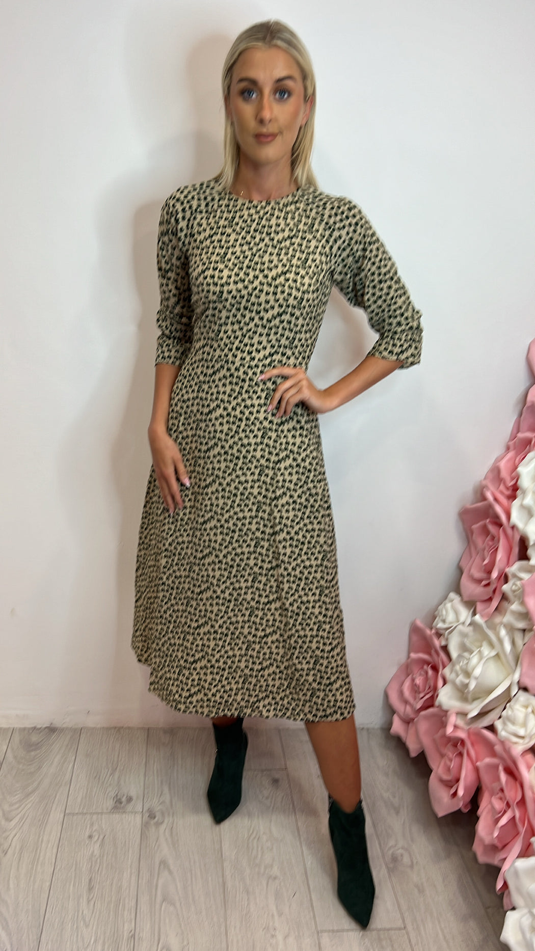 Hush green traffic heart print midi