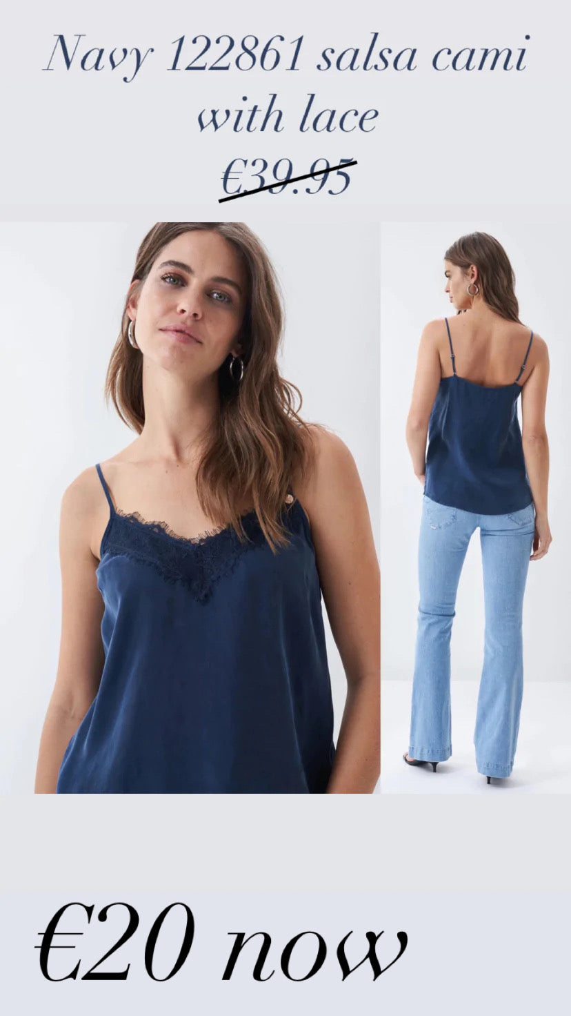 122861 navy salsa cami with lace sale