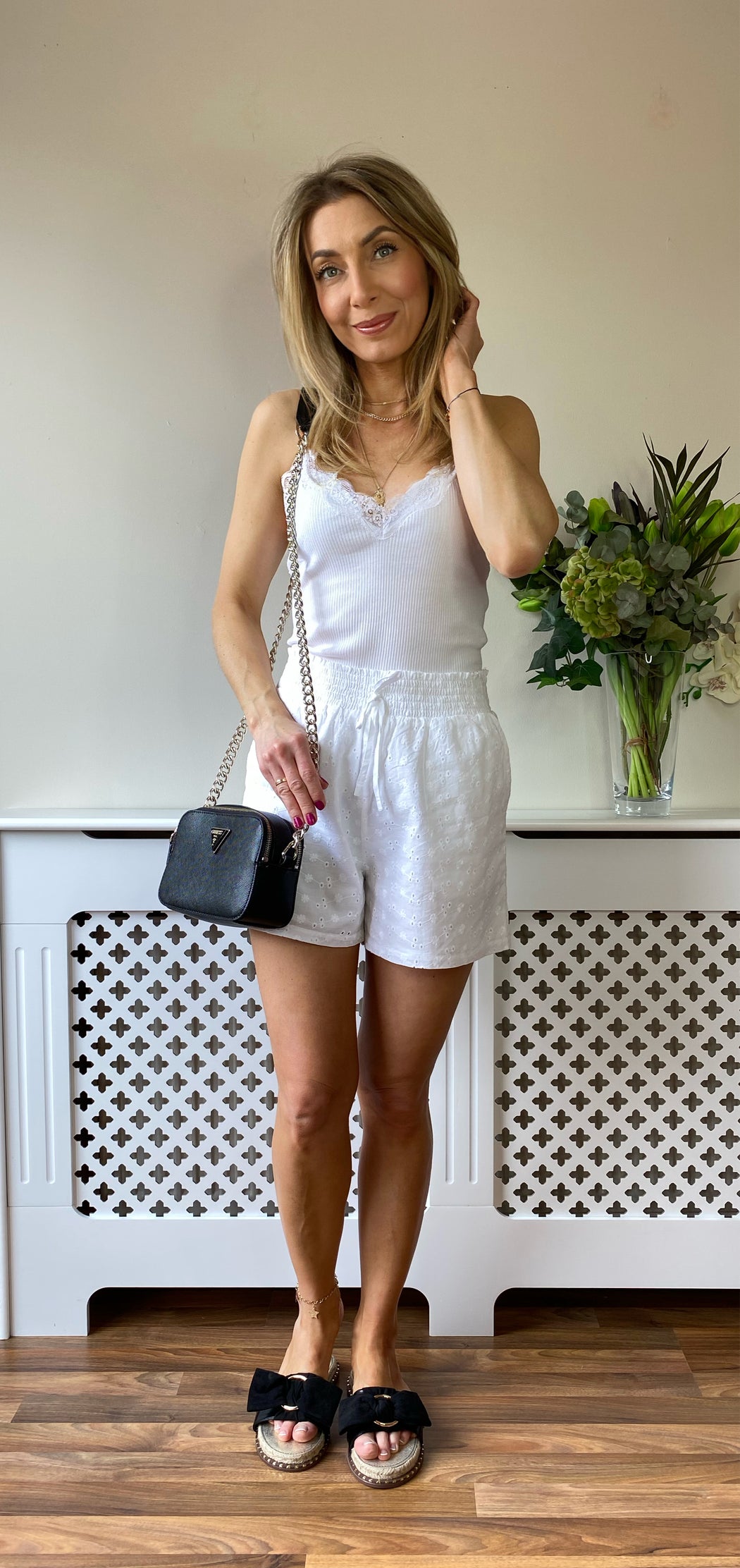 124101 WHITE SALSA LACE TOP WITH ADJUSTABLE STRAP