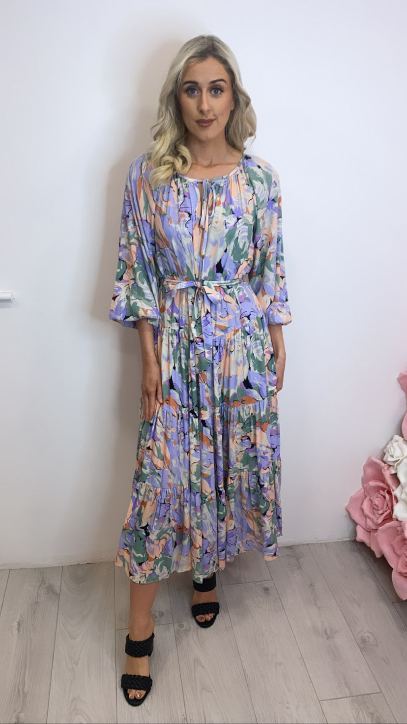 Purple peach Woodstock traffic Boho style dress