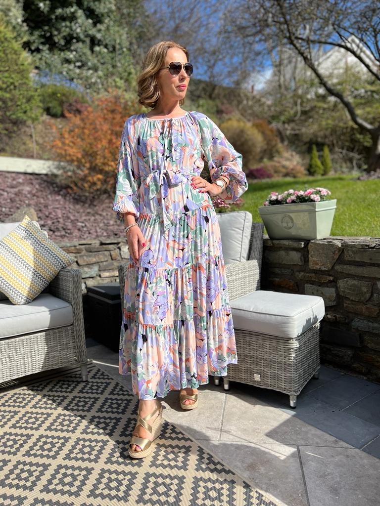 Purple peach Woodstock traffic Boho style dress