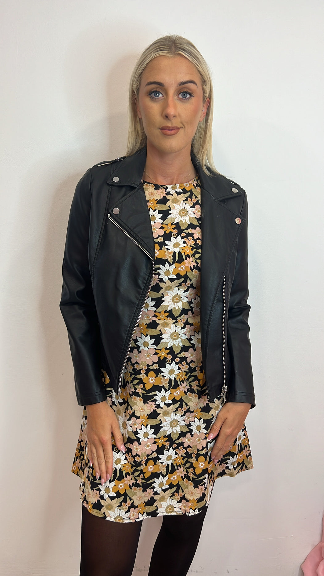 Clara black floral traffic dress