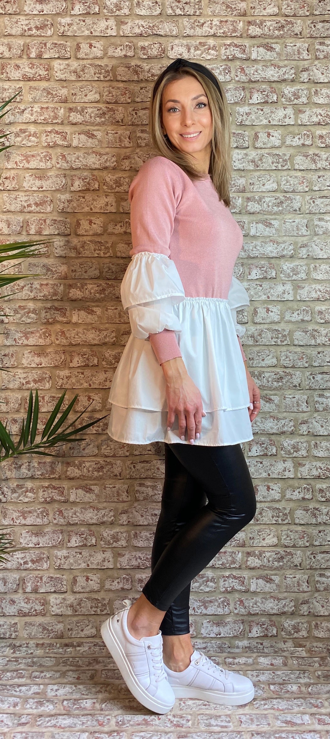 Jessica Blush peplum hem knit