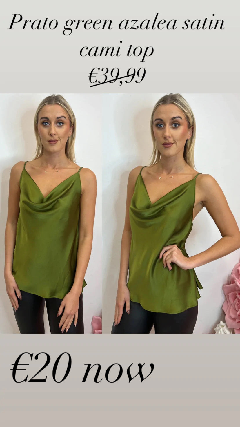 Prato green azalea satin cami top