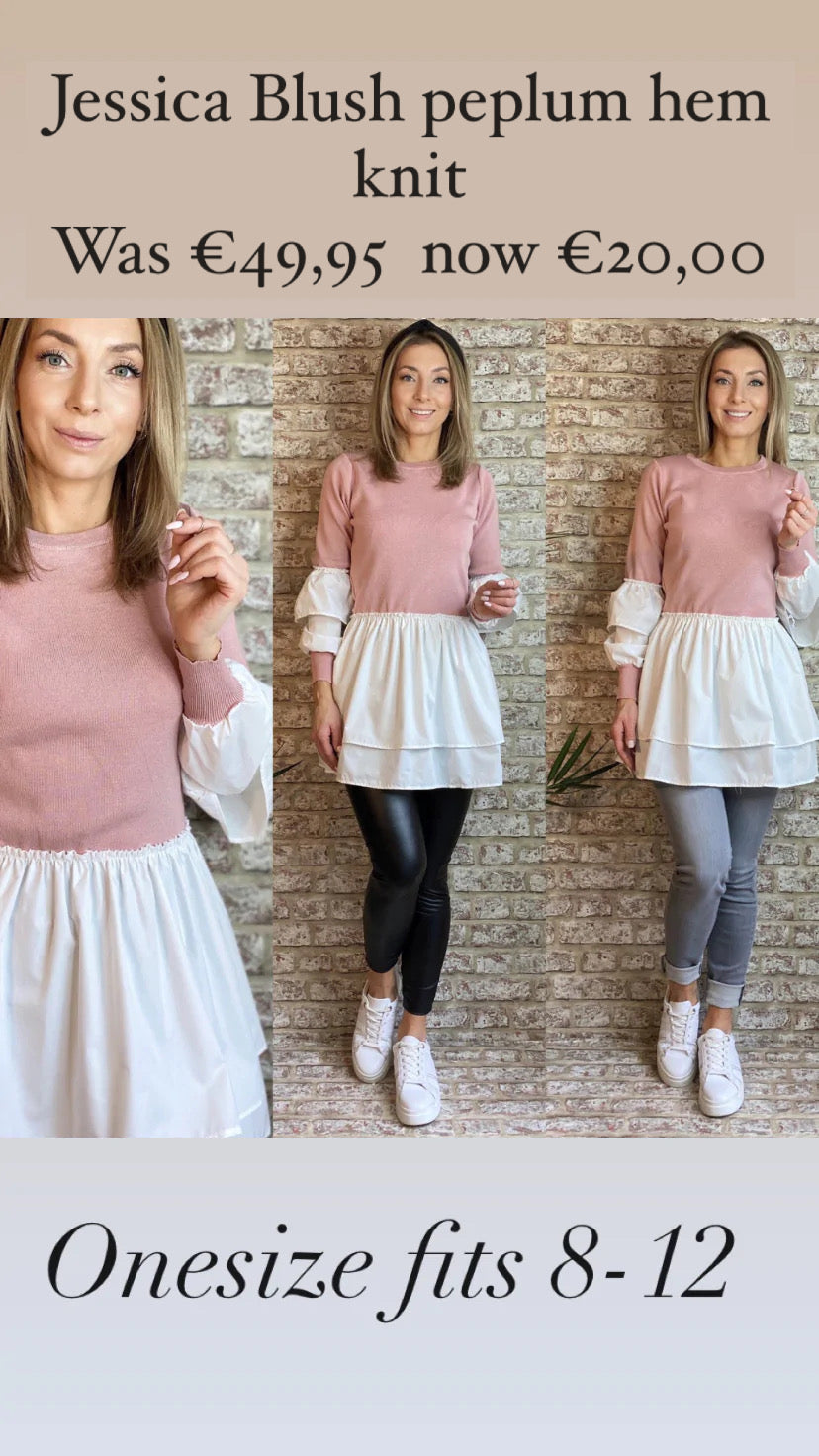 Jessica Blush peplum hem knit