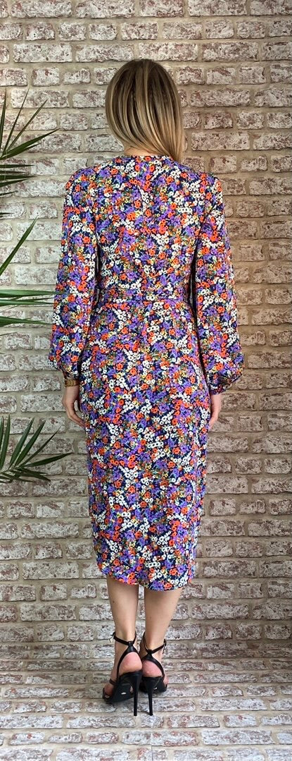 SHRIMP FLORAL DITZY MIDI DRESS traff sale