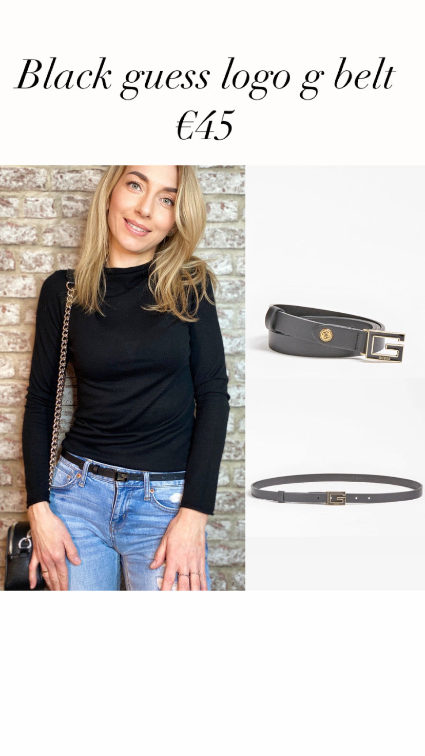 BW7577LEA15 Black guess logo g belt