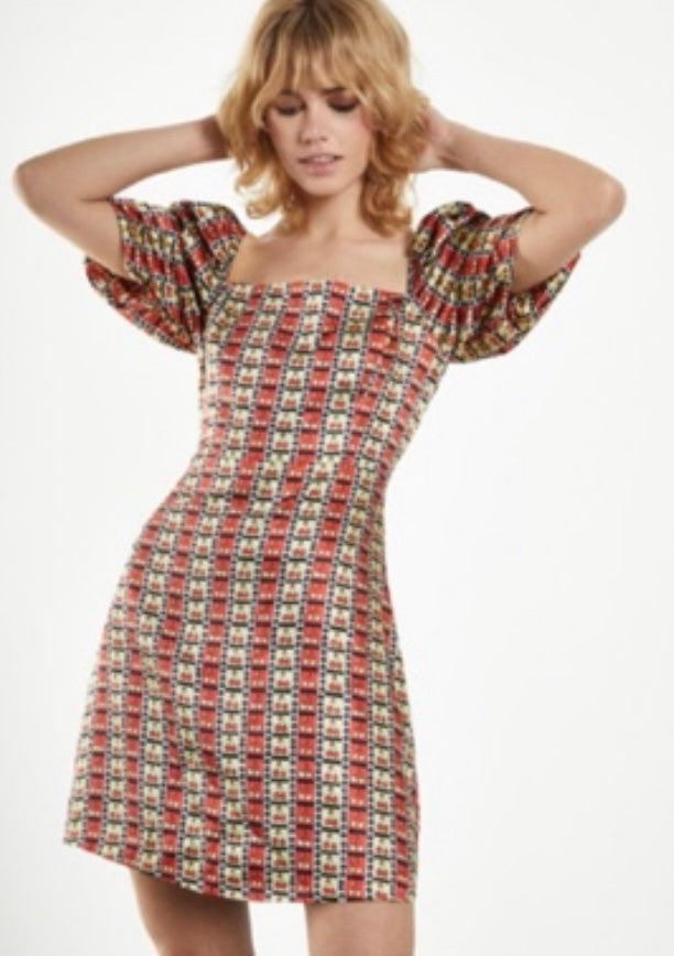 Ck6519 geo cherry dress