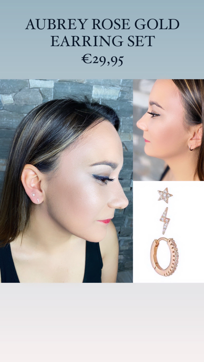 P123eap AUBREY ROSE GOLD EARRING SET