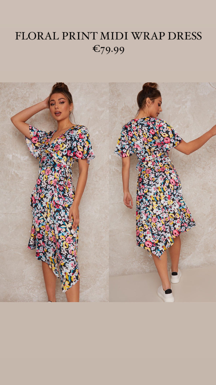 Cait floral print wrap dress