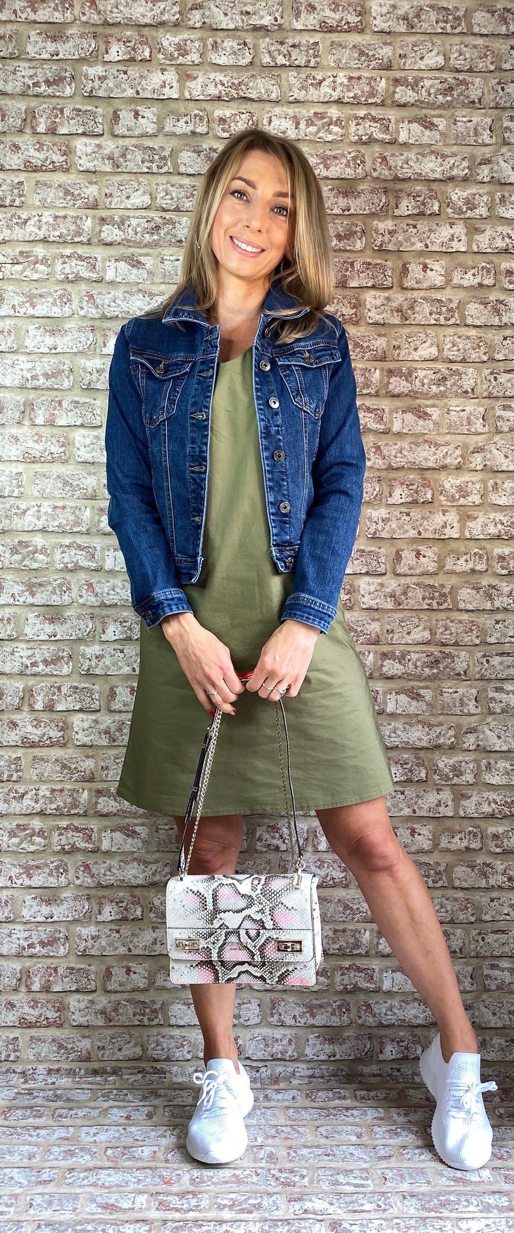 Mel khaki frill sleeve sale shift dress