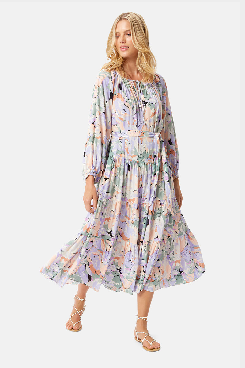 Purple peach Woodstock traffic Boho style dress