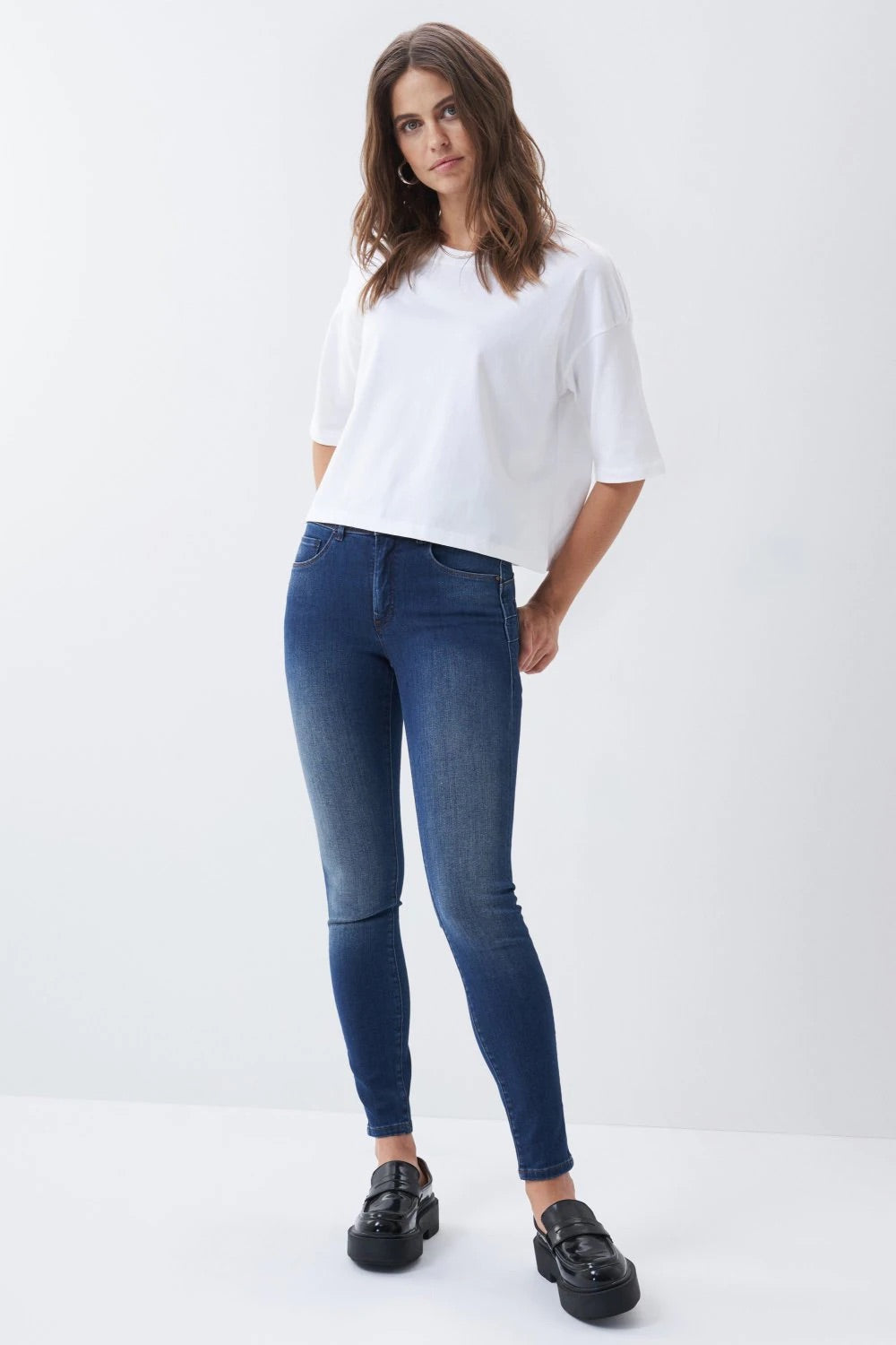 123253 PUSH IN SECRET SKINNY DARK JEANS