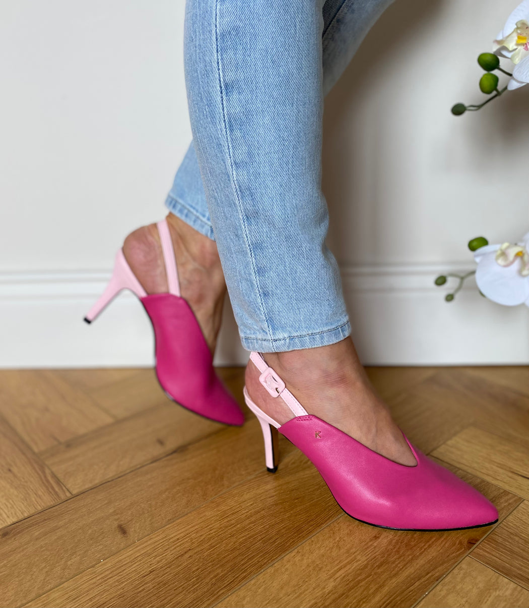 Magenta slide melton heels