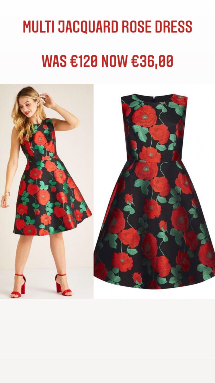 Multi Jacquard Rose Dress