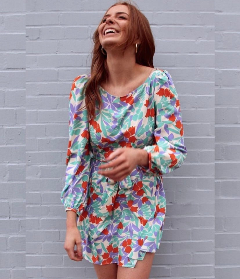 Purple green floral lilly traffic dress