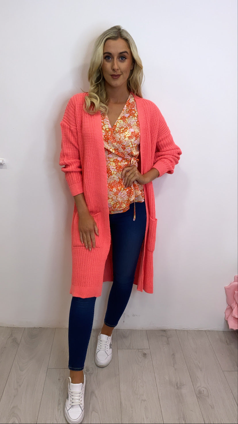 Ophelia orange Tie Side Wrap Top Orange Floral GIM sale