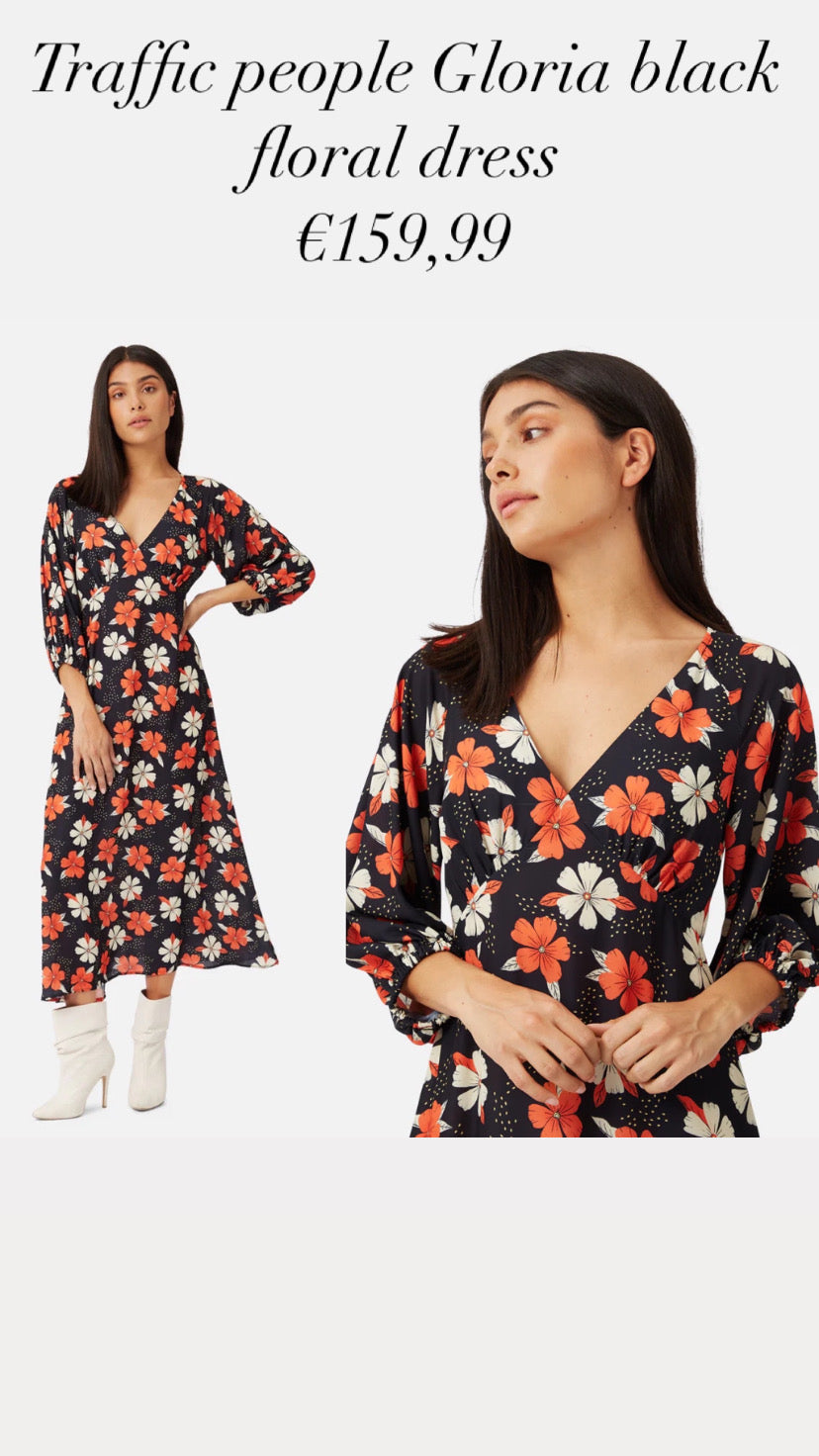 Traffic people Gloria black floral dress