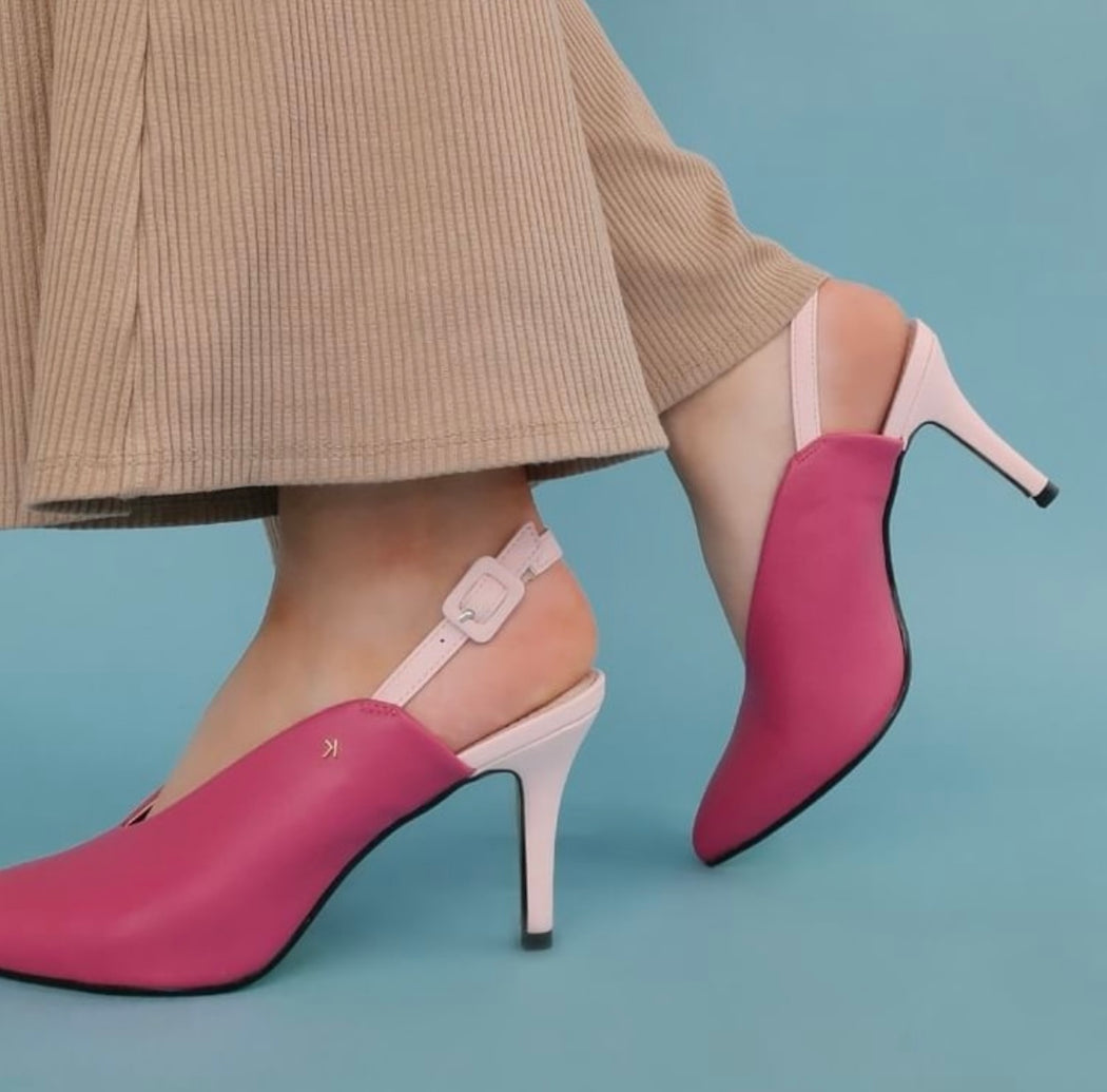 Magenta slide melton heels