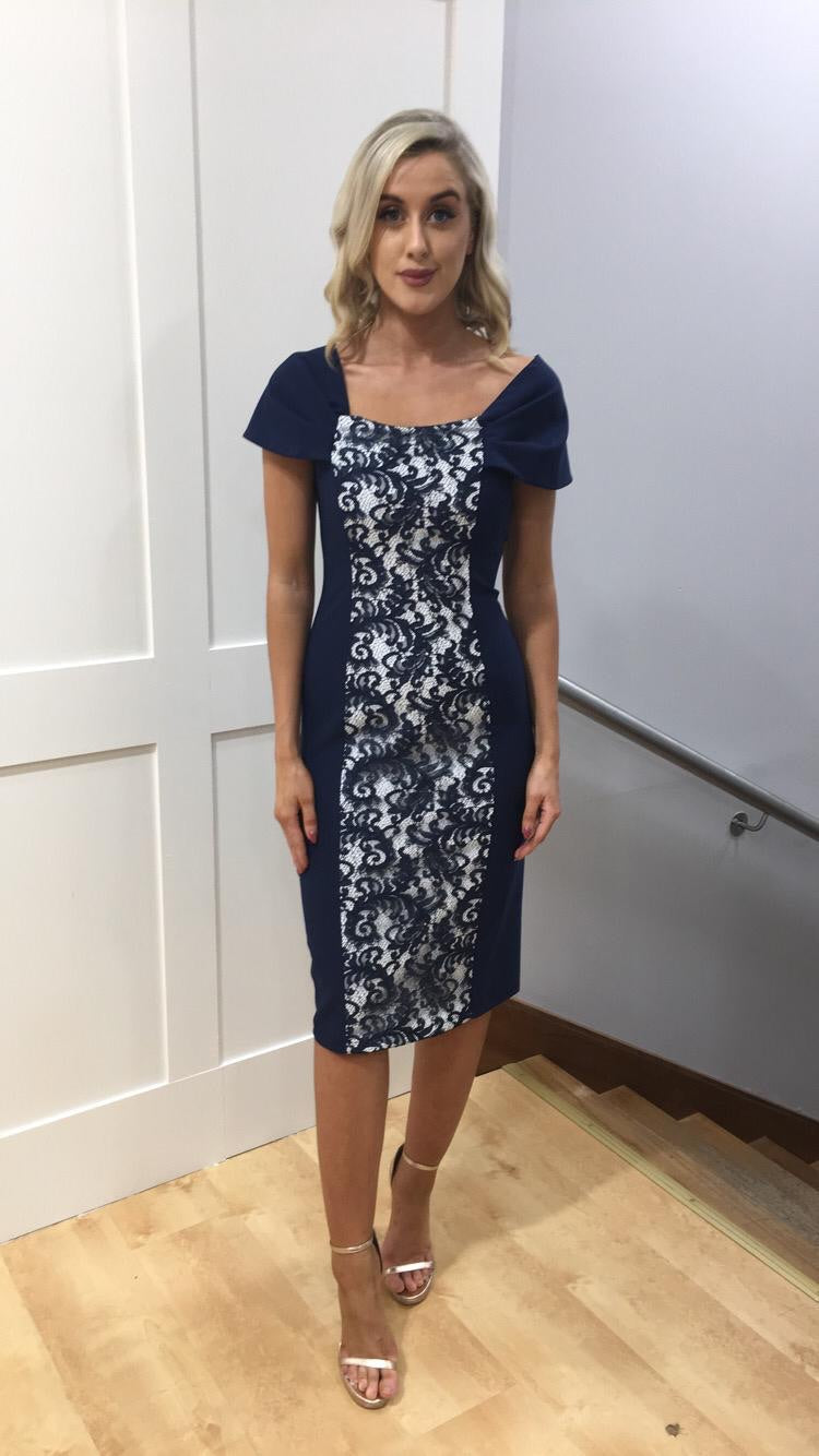 Lisa navy lace insert dress